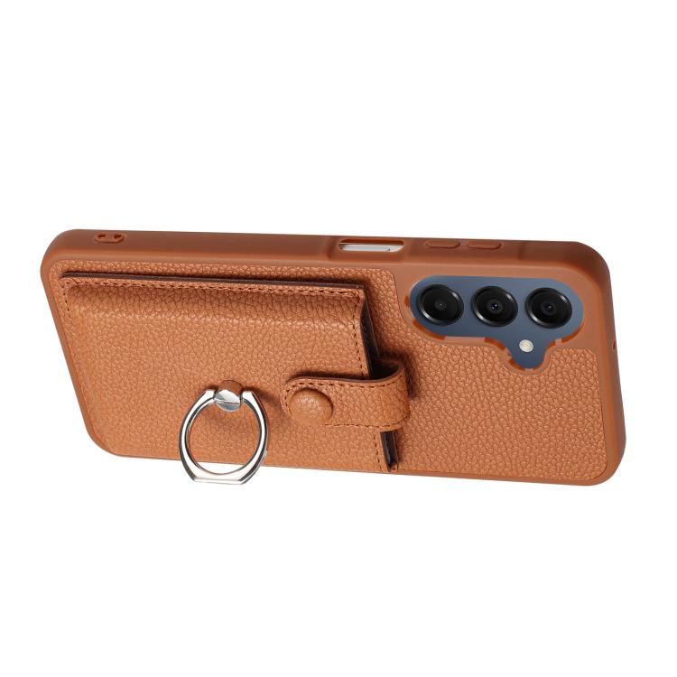 For Samsung Galaxy A57 5G Litchi Texture Drawing Card Bag Ring Holder Phone Case