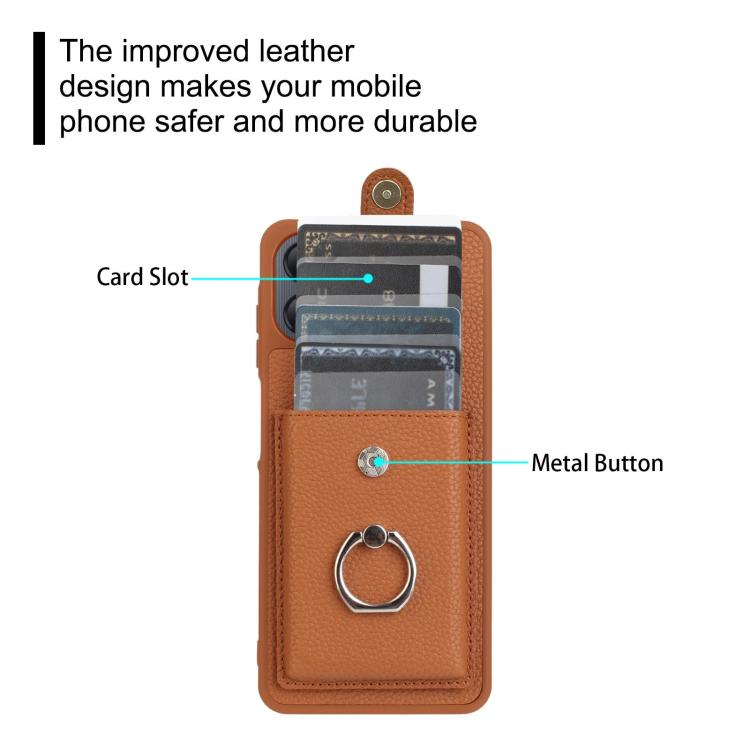 For Samsung Galaxy A57 5G Litchi Texture Drawing Card Bag Ring Holder Phone Case