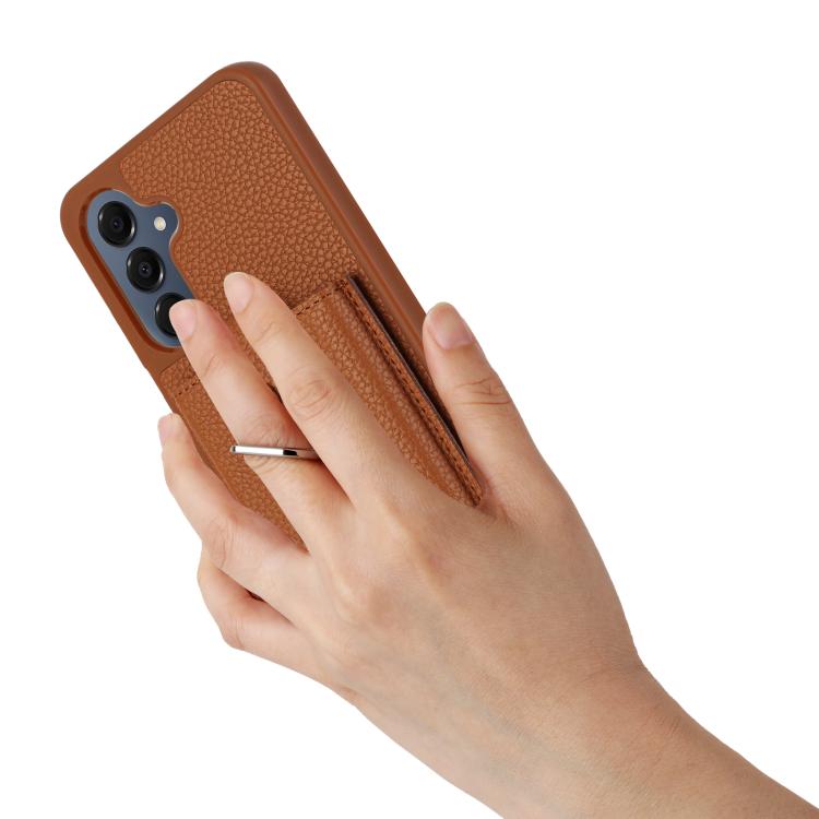 For Samsung Galaxy A57 5G Litchi Texture Drawing Card Bag Ring Holder Phone Case