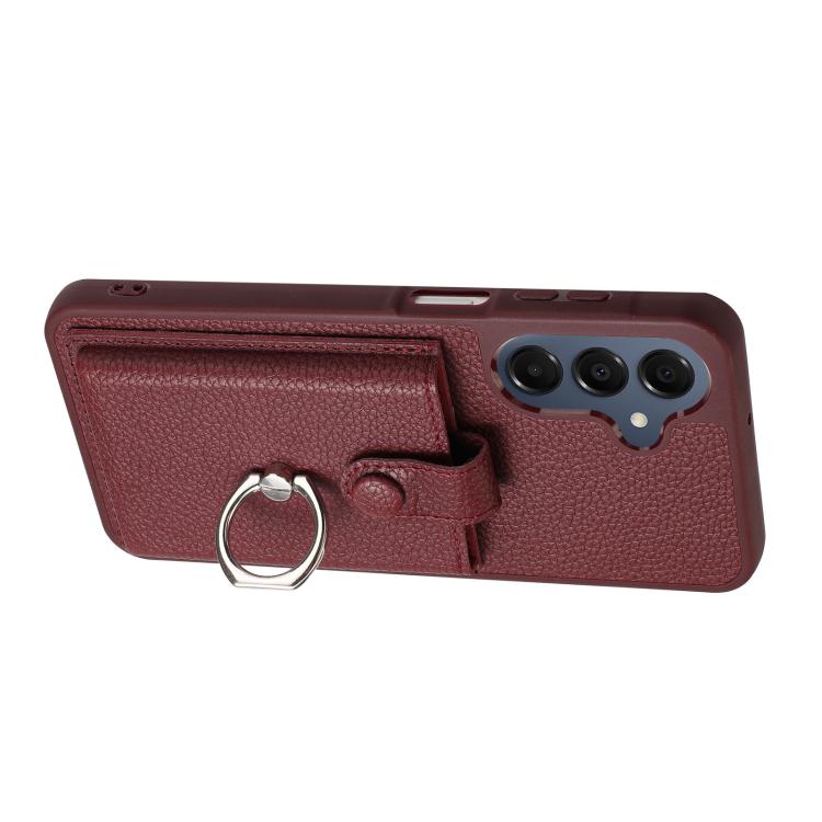 For Samsung Galaxy A57 5G Litchi Texture Drawing Card Bag Ring Holder Phone Case