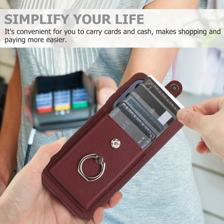 For Samsung Galaxy A57 5G Litchi Texture Drawing Card Bag Ring Holder Phone Case