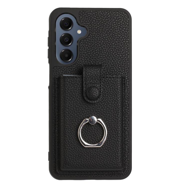 For Samsung Galaxy A57 5G Litchi Texture Drawing Card Bag Ring Holder Phone Case