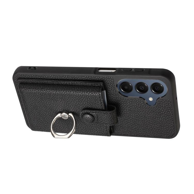 For Samsung Galaxy A57 5G Litchi Texture Drawing Card Bag Ring Holder Phone Case