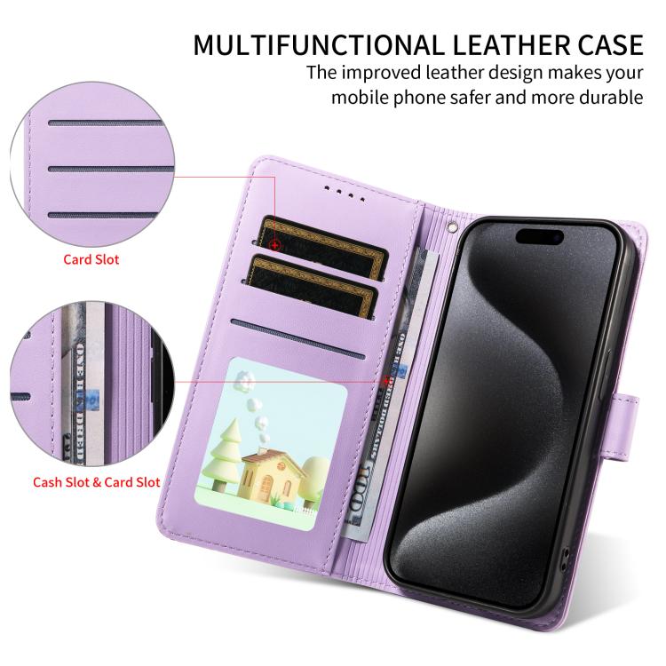 For iPhone 15 Embossed Heart Dog RFID Blocking Wallet Leather Phone Case