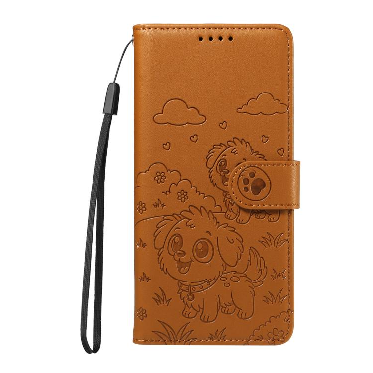 For iPhone 11 Pro Max Embossed Heart Dog RFID Blocking Wallet Leather Phone Case