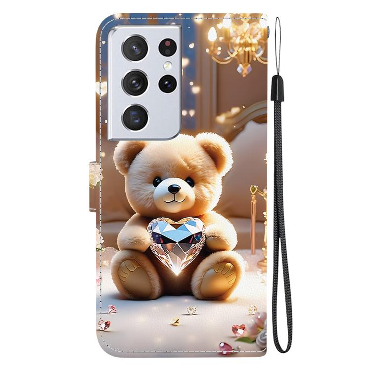 For Samsung Galaxy S21 Ultra 5G Crystal Texture Colored Drawing Leather Phone Case