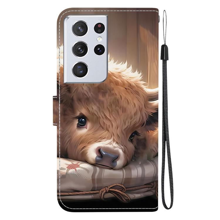 For Samsung Galaxy S21 Ultra 5G Crystal Texture Colored Drawing Leather Phone Case