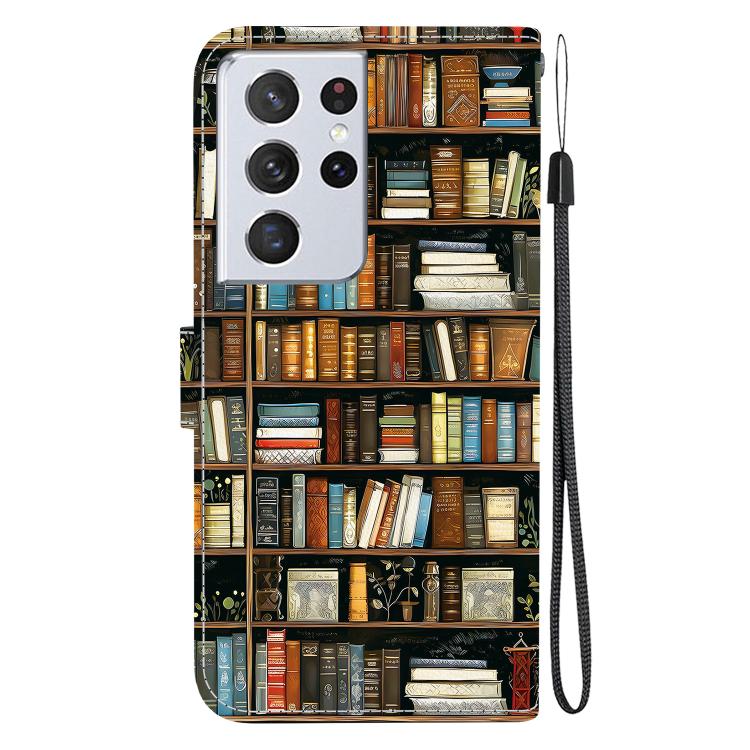 For Samsung Galaxy S21 Ultra 5G Crystal Texture Colored Drawing Leather Phone Case