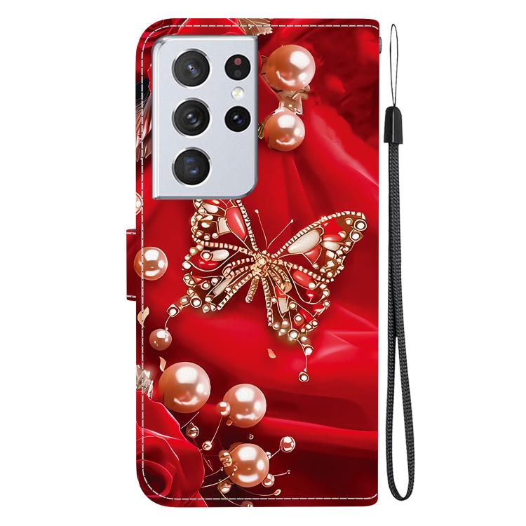 For Samsung Galaxy S21 Ultra 5G Crystal Texture Colored Drawing Leather Phone Case