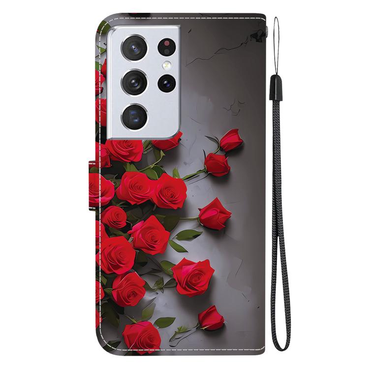 For Samsung Galaxy S21 Ultra 5G Crystal Texture Colored Drawing Leather Phone Case