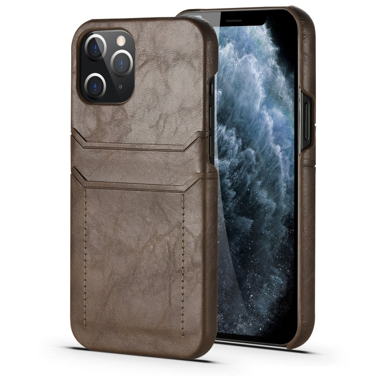 For iPhone 12 mini Calf Texture PU + PC Protective Case with Card Slots(Coffee)