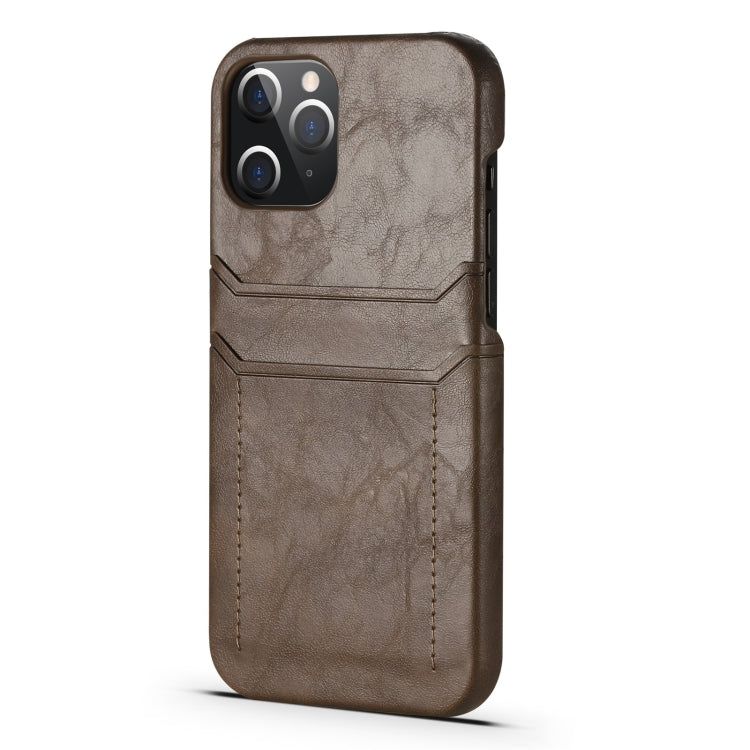 For iPhone 12 / 12 Pro Calf Texture PU + PC Protective Case with Card Slots(Coffee)
