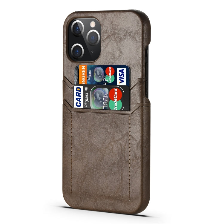 For iPhone 12 / 12 Pro Calf Texture PU + PC Protective Case with Card Slots(Coffee)