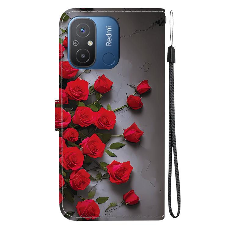 For Redmi 12C / Redmi 11A Crystal Texture Colored Drawing Leather Phone Case