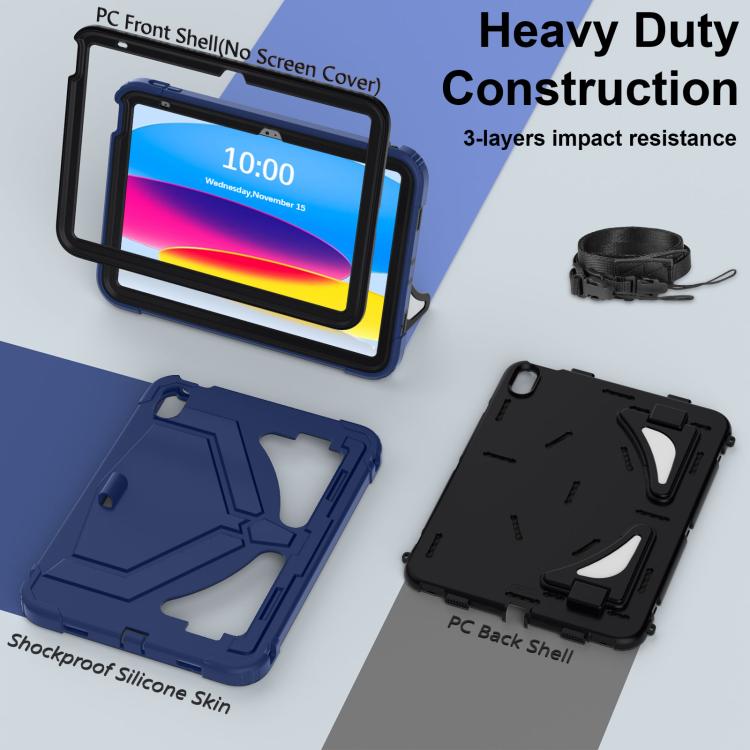For iPad 2025 / 2022 Black Leopard  Silicone Hydric PC Tablet Case with Shoulder Strap