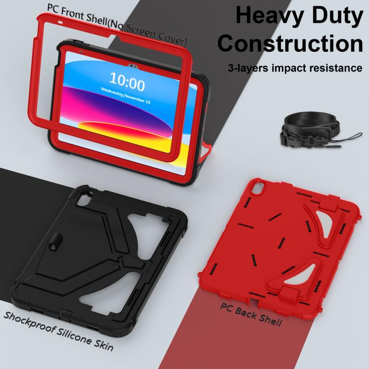 For iPad 2025 / 2022 Black Leopard  Silicone Hydric PC Tablet Case with Shoulder Strap
