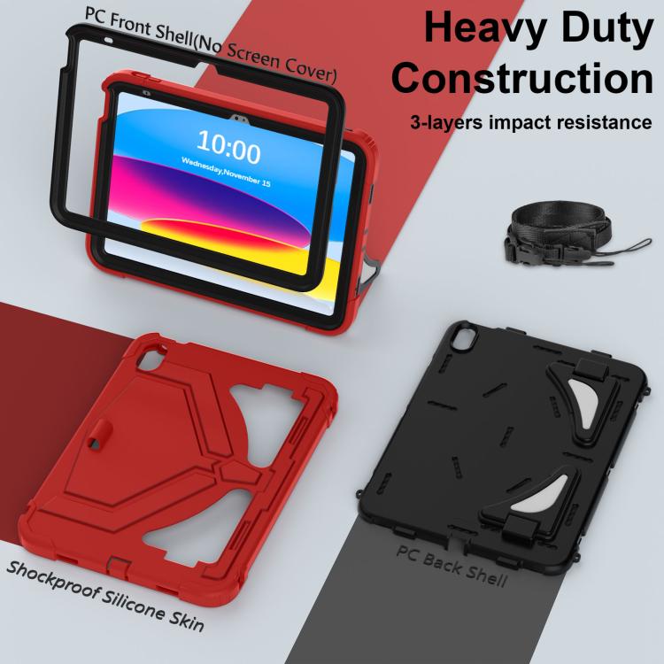 For iPad 2025 / 2022 Black Leopard  Silicone Hydric PC Tablet Case with Shoulder Strap