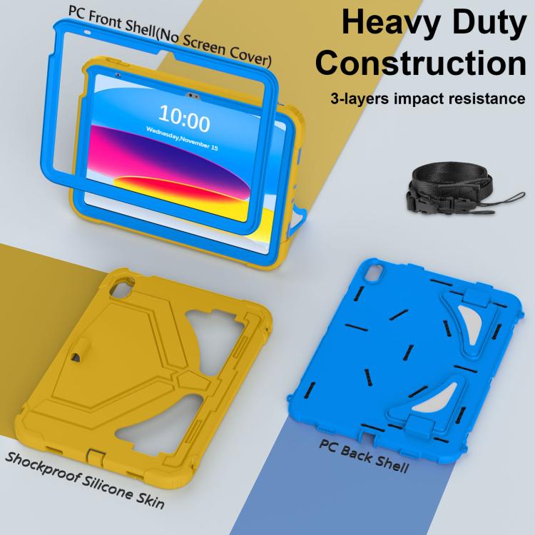 For iPad 2025 / 2022 Black Leopard  Silicone Hydric PC Tablet Case with Shoulder Strap