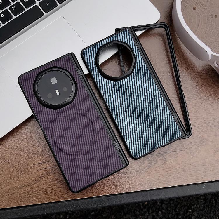 For Honor Magic V5 Folding Shaft Magsafe Carbon Fiber Texture Leather Phone Case