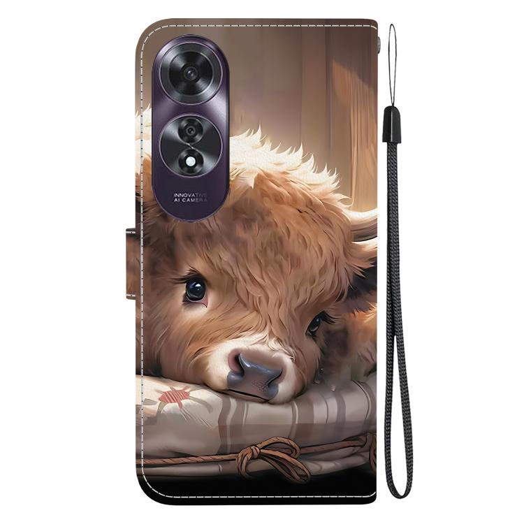 For OPPO A60 4G Crystal Texture Colored Drawing Leather Phone Case