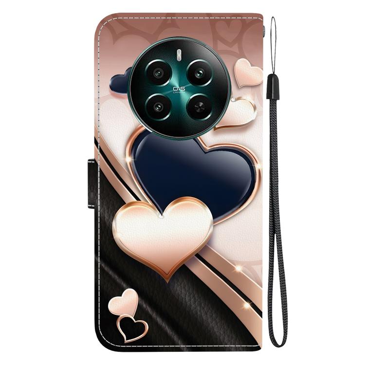 For Realme 12+ Crystal Texture Colored Drawing Leather Phone Case