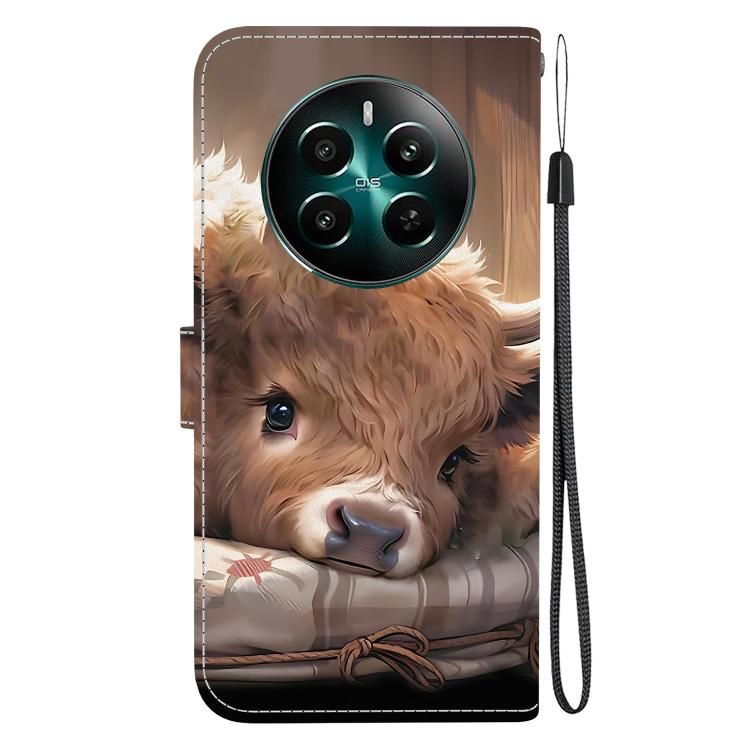 For Realme 12+ Crystal Texture Colored Drawing Leather Phone Case