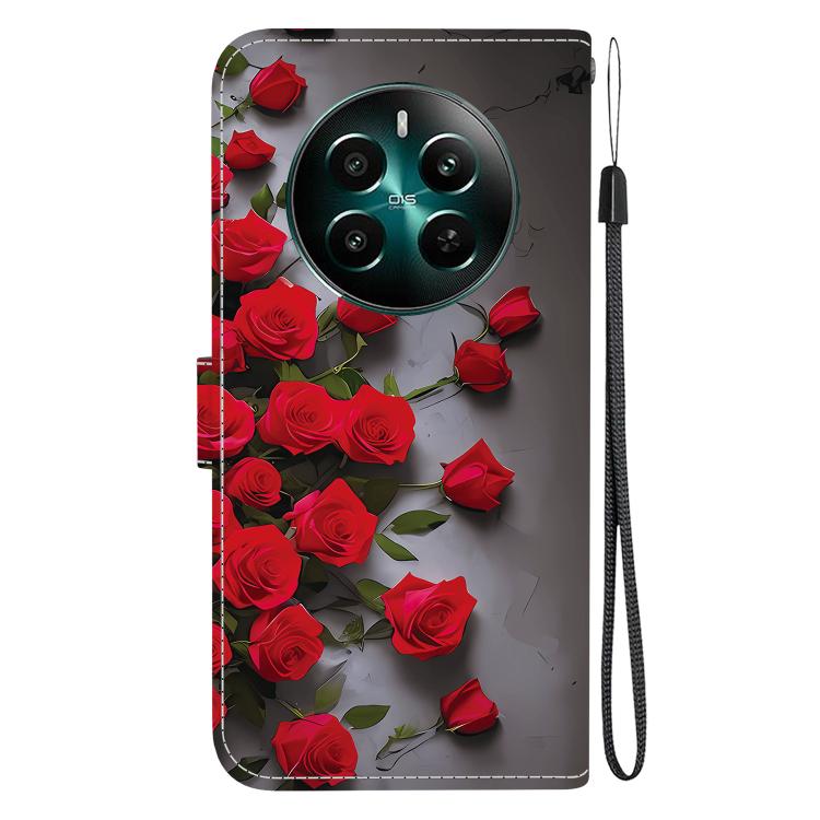 For Realme 12+ Crystal Texture Colored Drawing Leather Phone Case