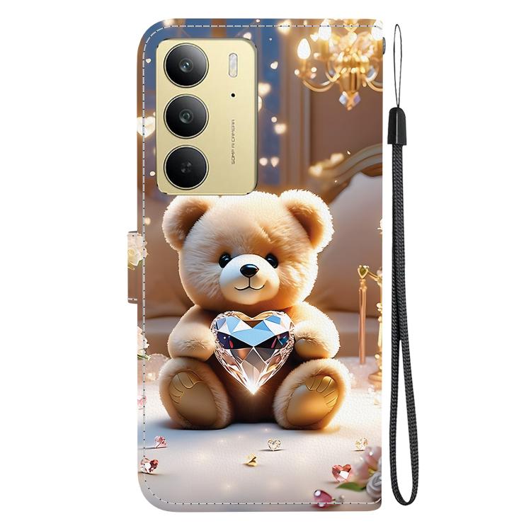 For Realme C75 4G / Realme 14x India Crystal Texture Colored Drawing Leather Phone Case