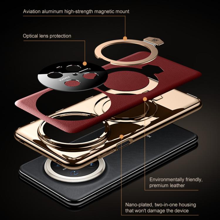 For Huawei Mate 60 RS Ultimate Plain Leather MagSafe Holder Phone Case