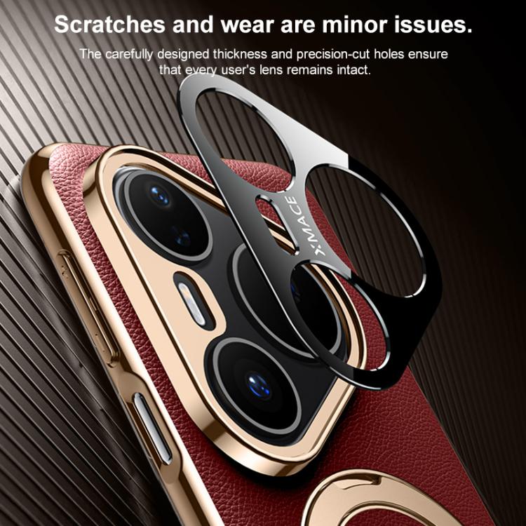 For Huawei Pura 70 Plain Leather MagSafe Holder Phone Case