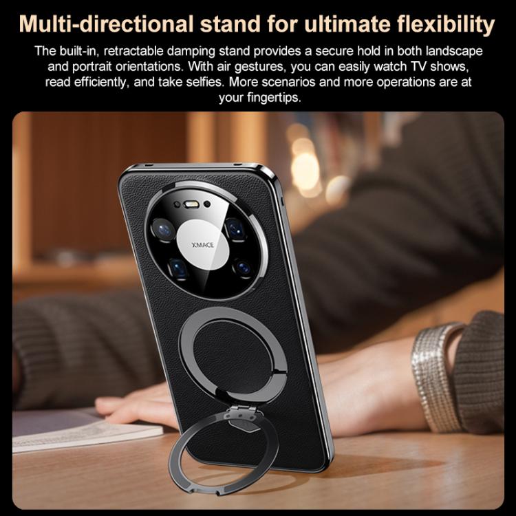 For Huawei Mate 80 Pro Max Plain Leather MagSafe Holder Phone Case