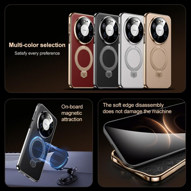 For Huawei Mate 80 RS Ultimate Plain Leather MagSafe Holder Phone Case