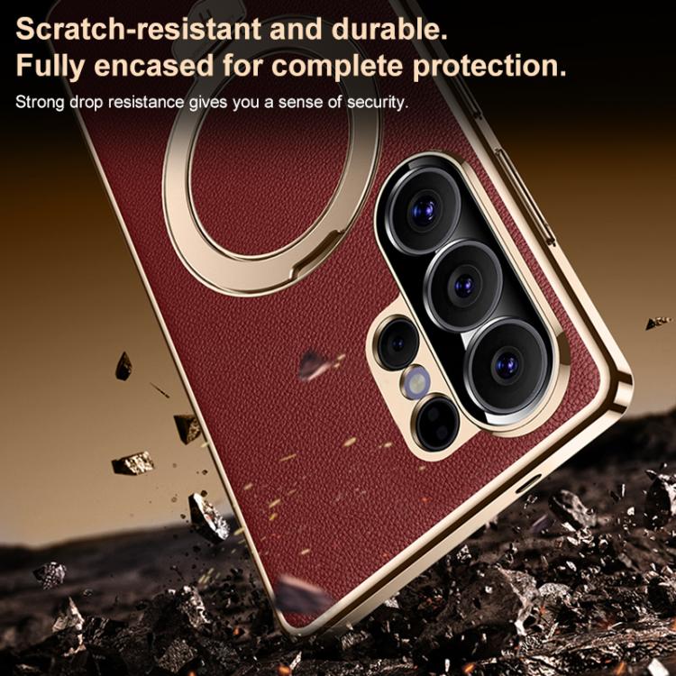 For Huawei Pura 90 Pro Max Plain Leather MagSafe Holder Phone Case