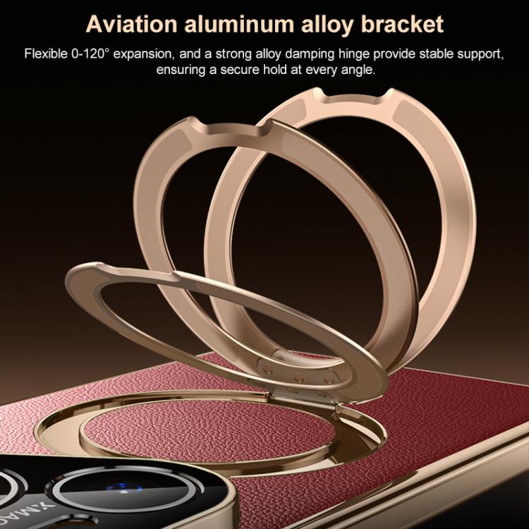For Huawei Pura 90 Pro Max Plain Leather MagSafe Holder Phone Case