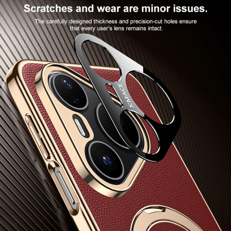 For Huawei Pura 90 Pro Plain Leather MagSafe Holder Phone Case