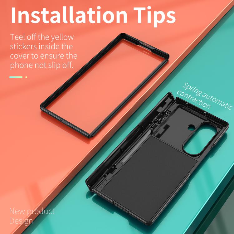 For Samsung Galaxy Z Fold7 5G Kalebol Sliding Window Hinge Phone Case with Ring Stand