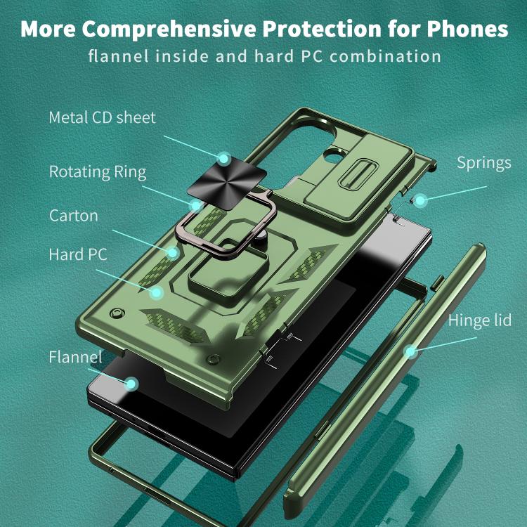For Samsung Galaxy Z Fold7 5G Kalebol Sliding Window Hinge Phone Case with Ring Stand