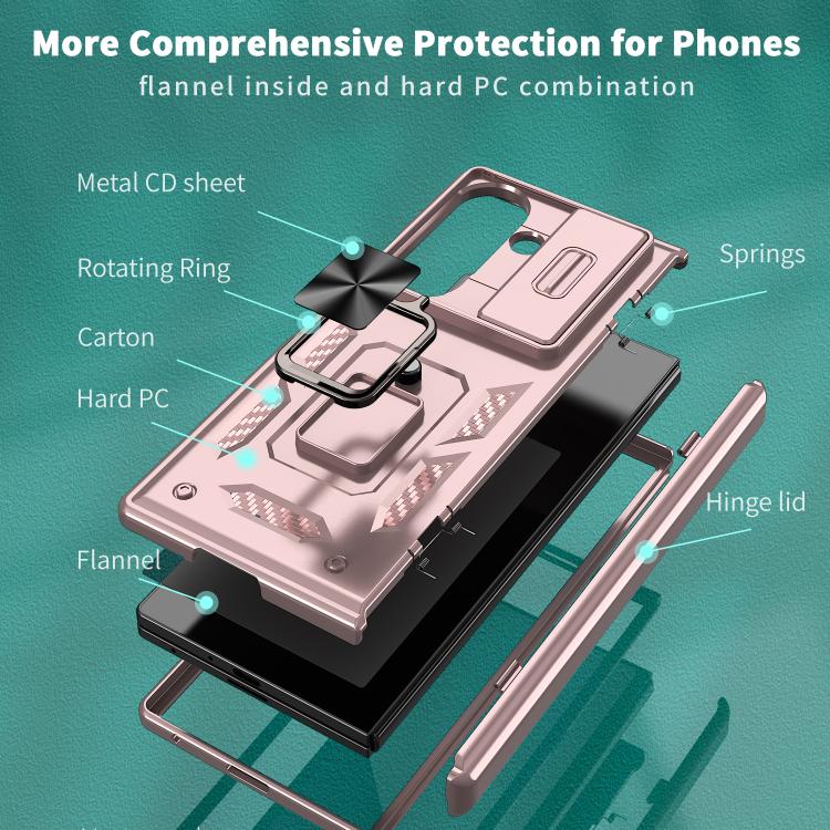 For Samsung Galaxy Z Fold7 5G Kalebol Sliding Window Hinge Phone Case with Ring Stand