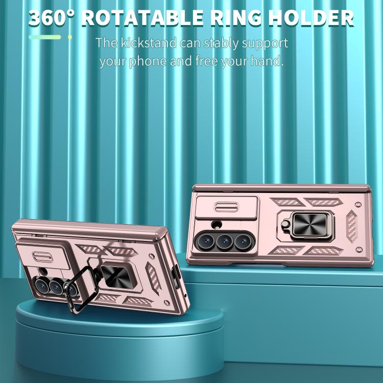 For Samsung Galaxy Z Fold7 5G Kalebol Sliding Window Hinge Phone Case with Ring Stand