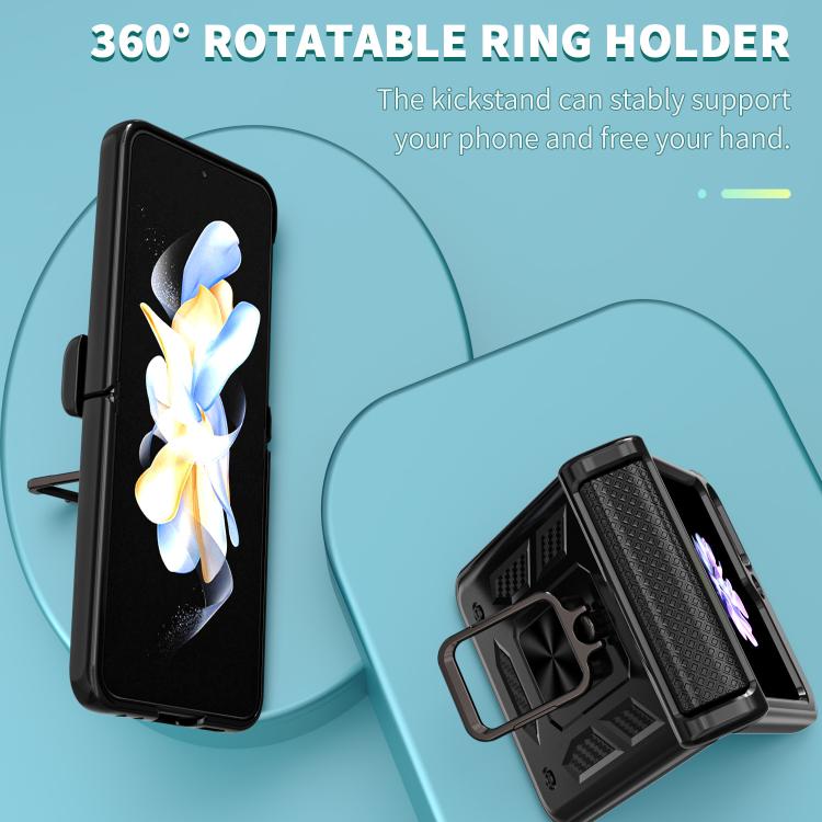 For Samsung Galaxy Z Flip7 FE / Flip6 Kalebol Sliding Window Hinge Phone Case with Ring Stand