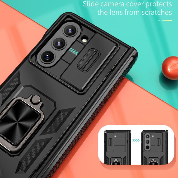 For Samsung Galaxy Z Fold6 5G Kalebol Sliding Window Hinge Phone Case with Ring Stand