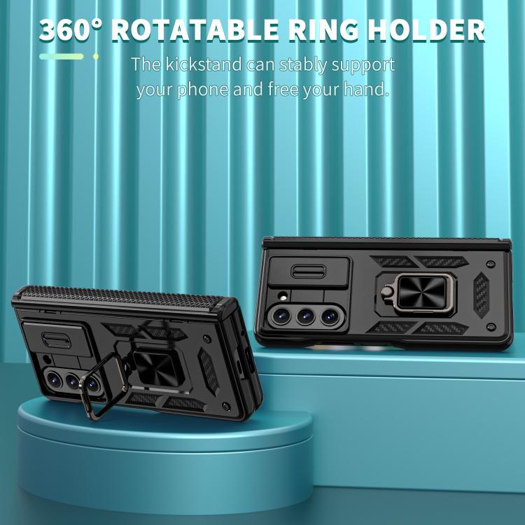 For Samsung Galaxy Z Fold6 5G Kalebol Sliding Window Hinge Phone Case with Ring Stand