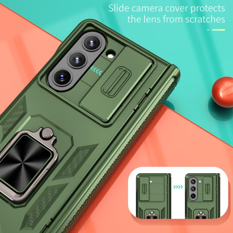 For Samsung Galaxy Z Fold6 5G Kalebol Sliding Window Hinge Phone Case with Ring Stand