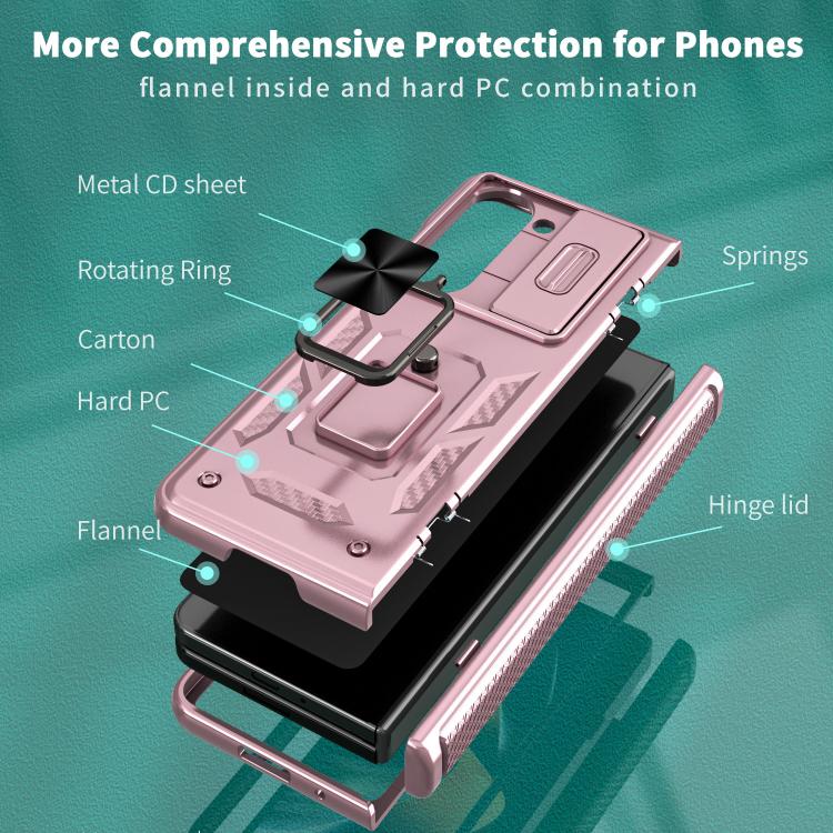 For Samsung Galaxy Z Fold6 5G Kalebol Sliding Window Hinge Phone Case with Ring Stand