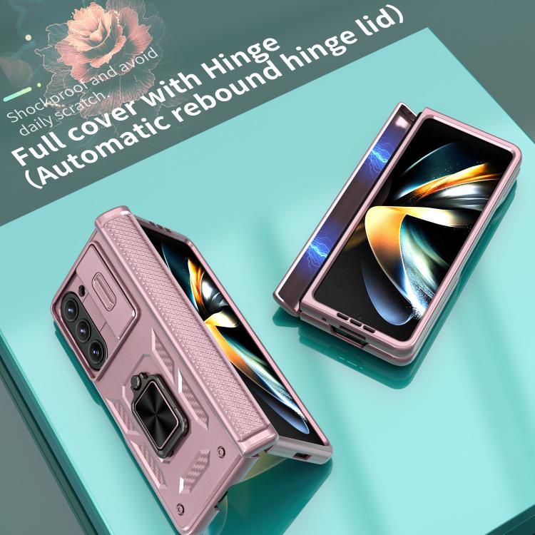 For Samsung Galaxy Z Fold6 5G Kalebol Sliding Window Hinge Phone Case with Ring Stand