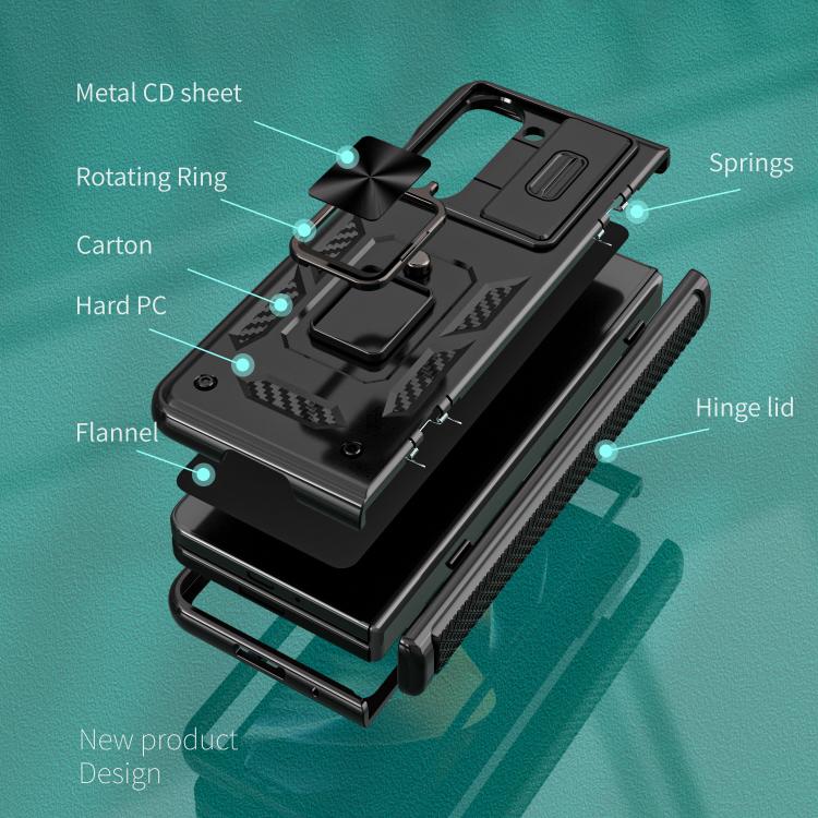 For Samsung Galaxy Z Fold5 5G Kalebol Sliding Window Hinge Phone Case with Ring Stand
