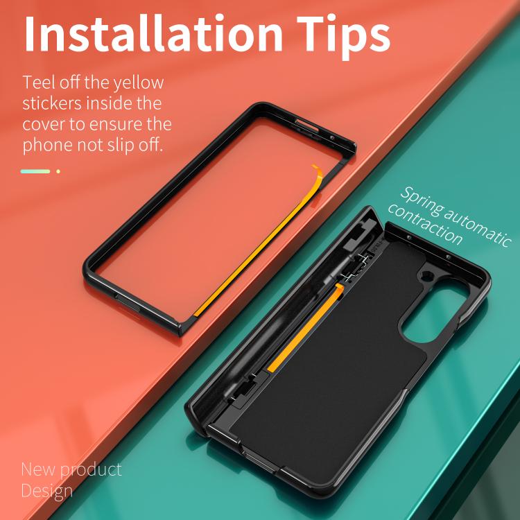 For Samsung Galaxy Z Fold5 5G Kalebol Sliding Window Hinge Phone Case with Ring Stand