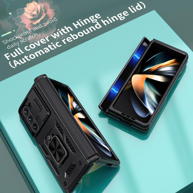 For Samsung Galaxy Z Fold5 5G Kalebol Sliding Window Hinge Phone Case with Ring Stand
