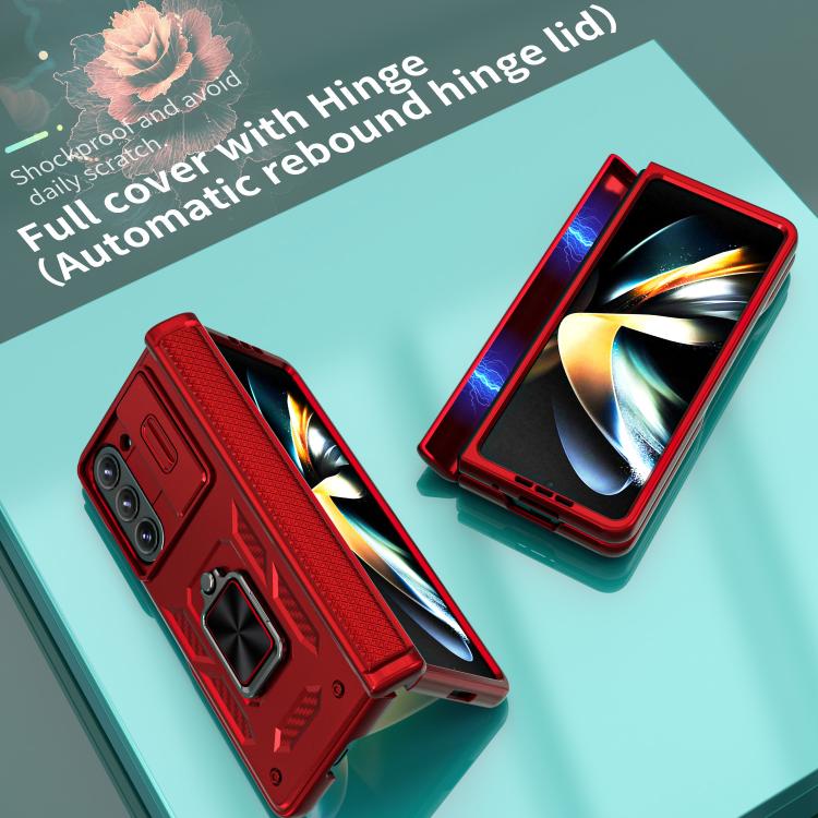 For Samsung Galaxy Z Fold5 5G Kalebol Sliding Window Hinge Phone Case with Ring Stand