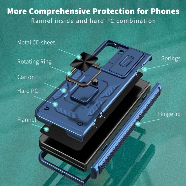 For Samsung Galaxy Z Fold5 5G Kalebol Sliding Window Hinge Phone Case with Ring Stand